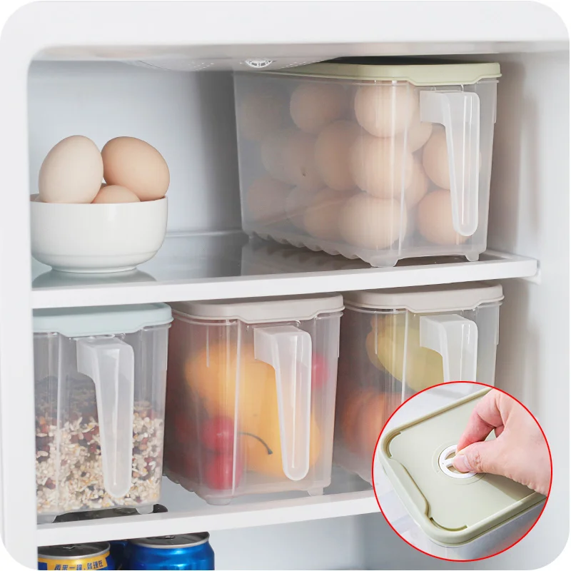 

Kitchen Storage Crisper Transprent PP Organizer Food Fresh Container Grains Beans Storage Box Sealed Refrigerator Storage Boxes