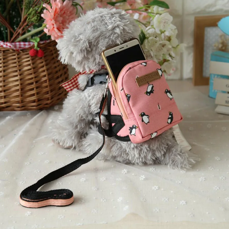 

Dog Leashes Backpack Dog Printed Pet Schoolbag Outdoor Dogs Walking Leading For Small Puppy Teddy Cat Carrier Dog Accessories