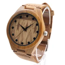 BOBO BIRD Men’s Bamboo Wooden Quartz Watches With Genuine Cowhide Leather Band Luxury Wood Watches for Men Best Gifts Item