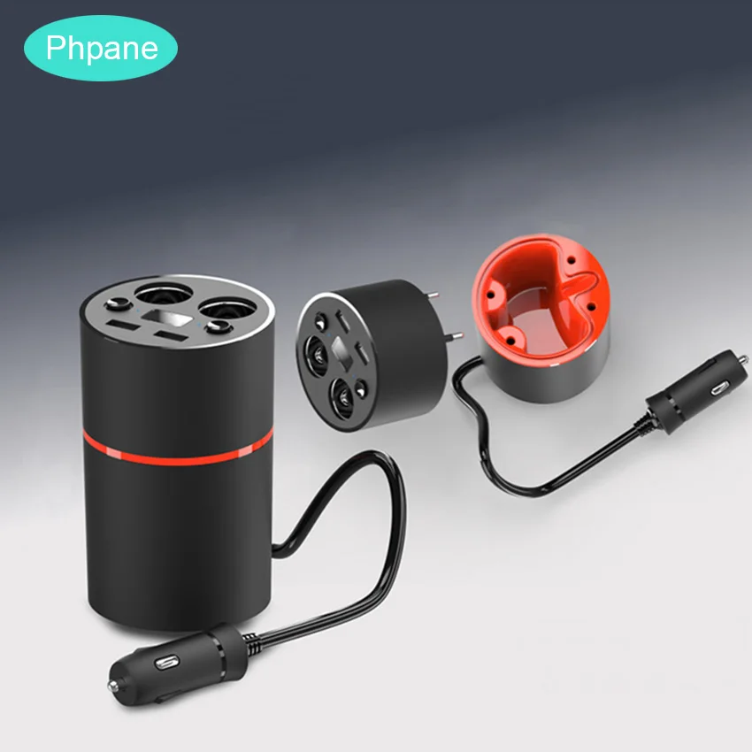 

Ashtray Design Universal Multifunctional Auto Vehicle Portable Car Splitter Car Cup Cigarette Lighter Charger With Display 12V
