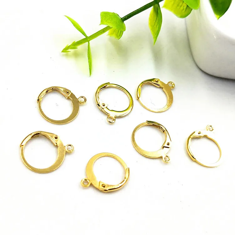 2pcs Stainless steel stud earring finding component gold colour jewellery making