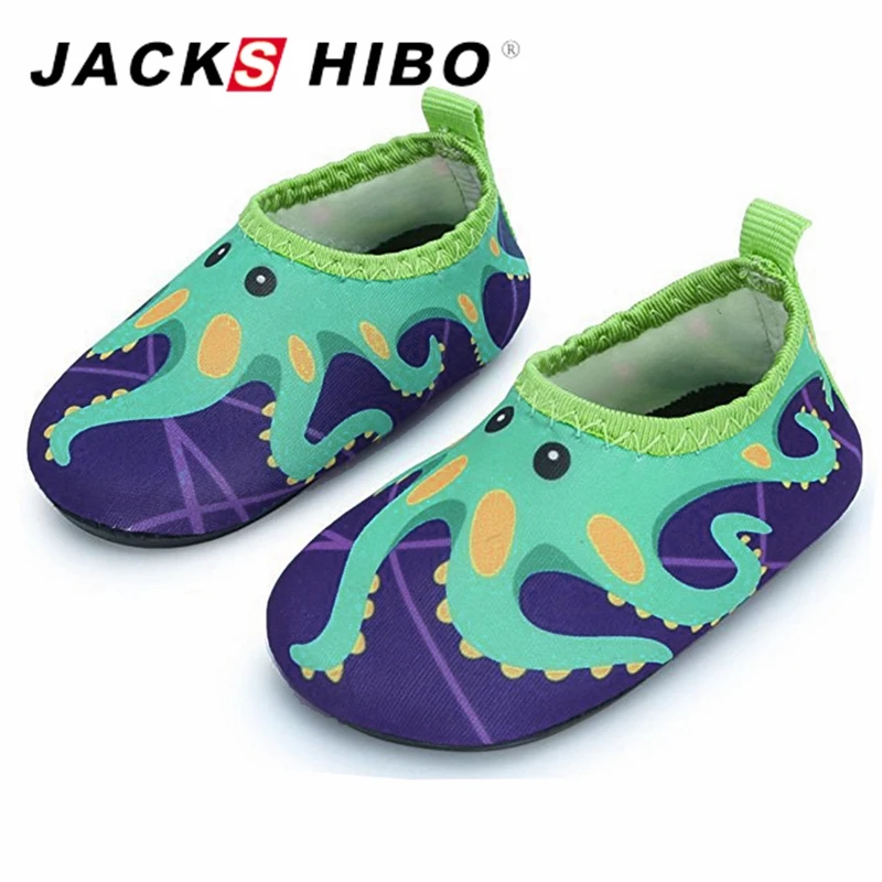 

JACKSHIBO Summer Child Water Shoes Anti-skid Kids Sandals Breathable Vamp Quick Drying Slip-On for Girls Boys Beach Shoes
