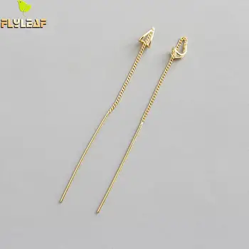 

Flyleaf 925 Sterling Silver Earrings For Women Gold Geometric Femme Simple Dangle Drop Earings Fashion Jewelry High Quality