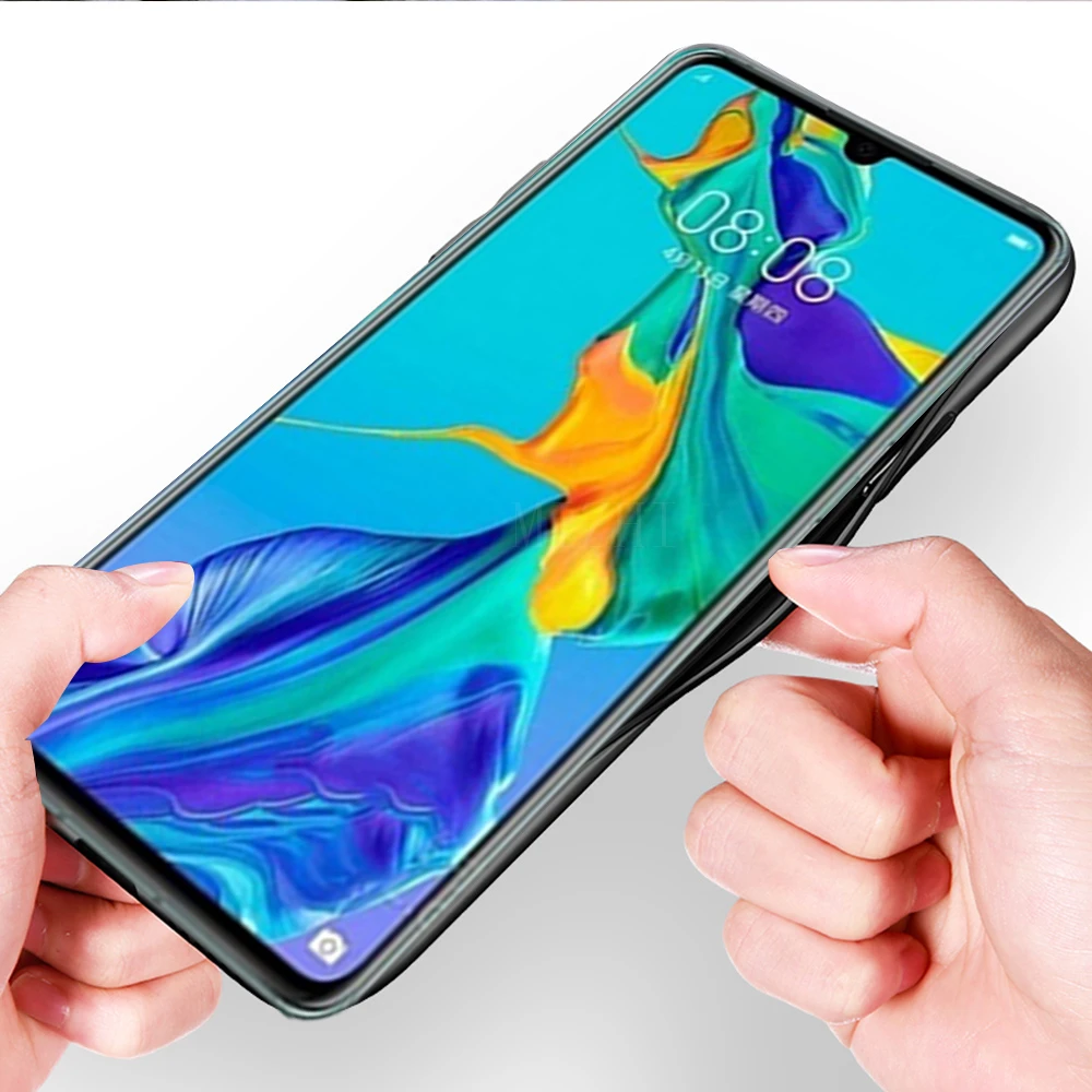 Gradient tempered glass phone case for huawei p30pro back cover for huawei p30 pro p 20 lite 30 light 30pro soft silicone cases