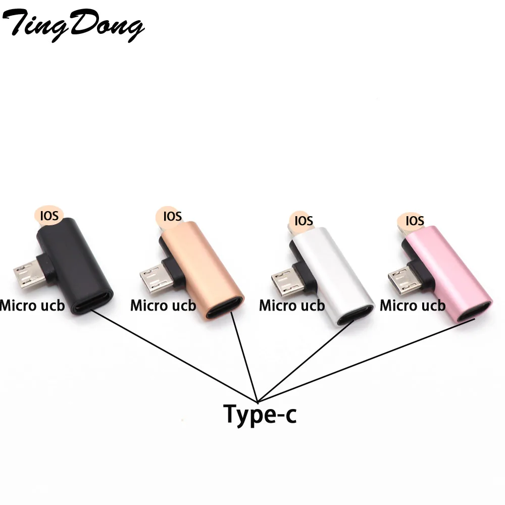 

USB C Type-c Female To 8Pin + Micro usb Male Adapter USB Cable Converter Charging Connector for IPhone 8 7 6 6S Plus X IOS