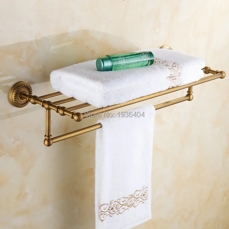 Buy Luxury Design Euro Antique Brass Bathroom Towel Racks Double Towel Rack