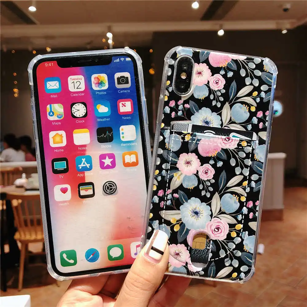 For Iphone X Case Marble TPU Case for Iphone 8 8Plus Credit Card Holder Back Cover for iphone 6 6plus 7 7plus Protective shell (26)