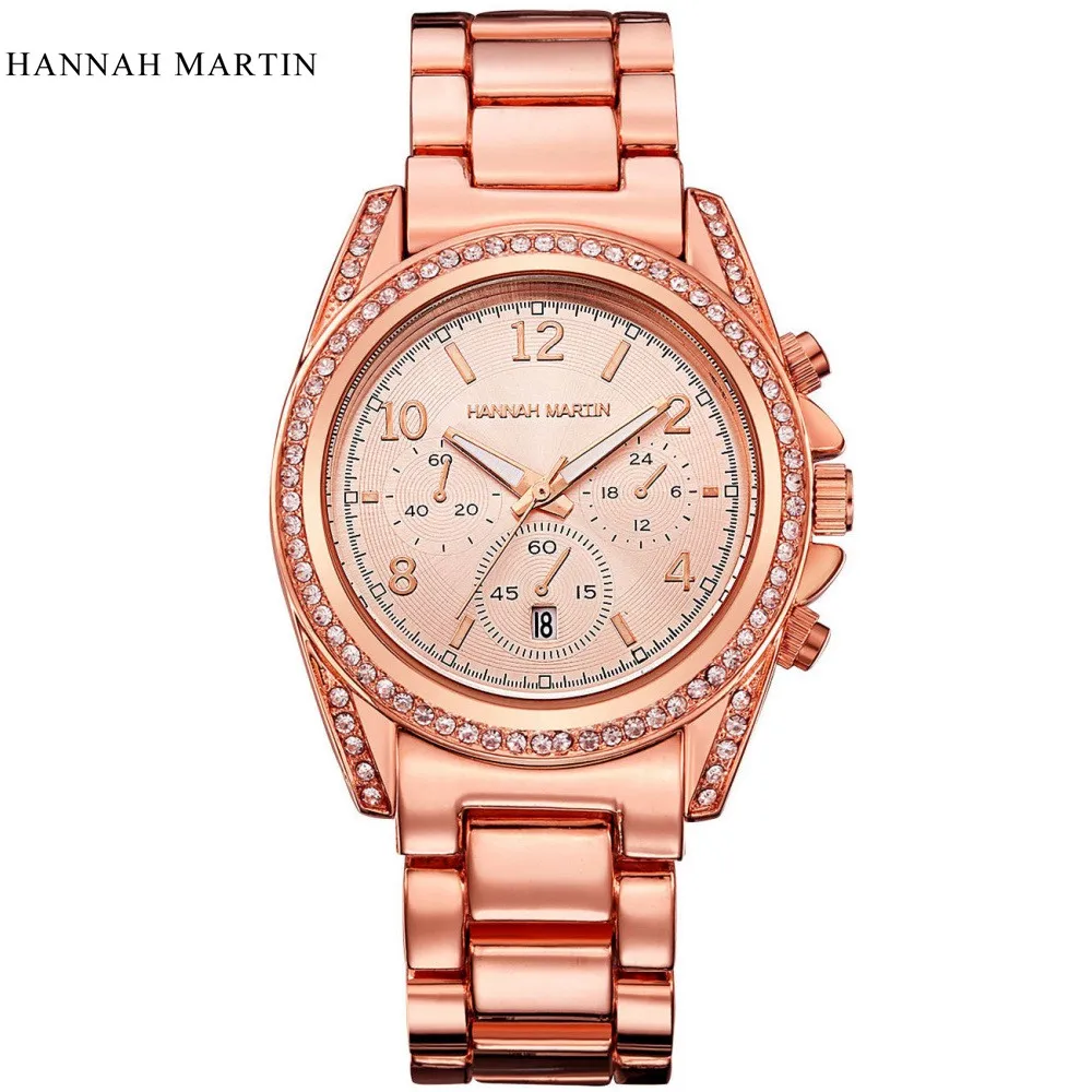 HANNAH Martin женские часы лучший бренд класса люкс для женщин часы Diamond Мода розовое золото часы для женщин часы reloj mujer - Цвет: rose gold