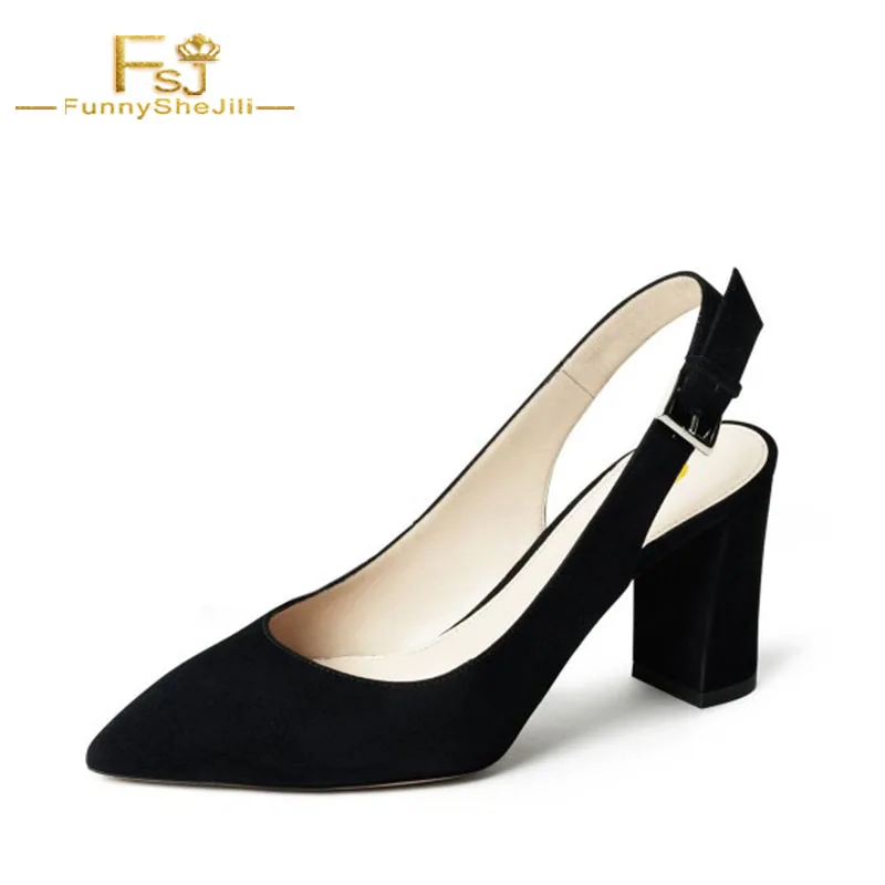 Aliexpress.com : Buy FSJ Women Shoes Ladies Pumps Black Suede Slingback ...