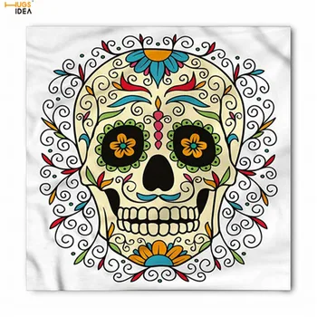 

HUGSIDEA Punk Skull 3D Printing Handkerchief Fashion Women Men Head Wrap Neck Scarf Wristband Handkerchiefs Square Pocket Towel