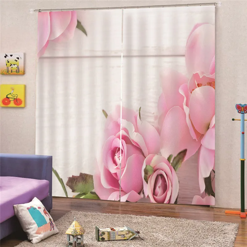 

3D Digital Print Flower Curtains Modern Luxury Blackout Window For Kids Bedroom Living room Hotel Drapes Cortinas M26