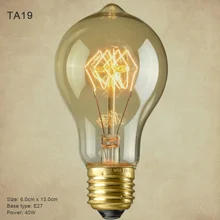 Эдисон лампы E27 220 V 40 W подвесной светильник в стиле ретро A19 нить накаливания vintage лампы накаливания лампочки Эдисон лампы для лофт Античный Декор