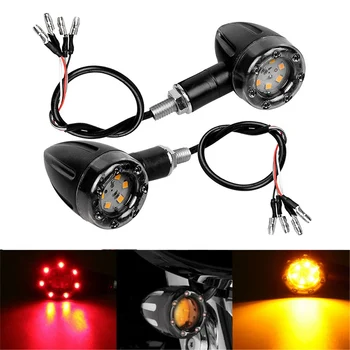 

DERI 2pcs/4pcs Motorcycle Led Turn Signal Light Brake Stop Lights Amber And Red Indicator Lamp Motorbike clignotant moto led
