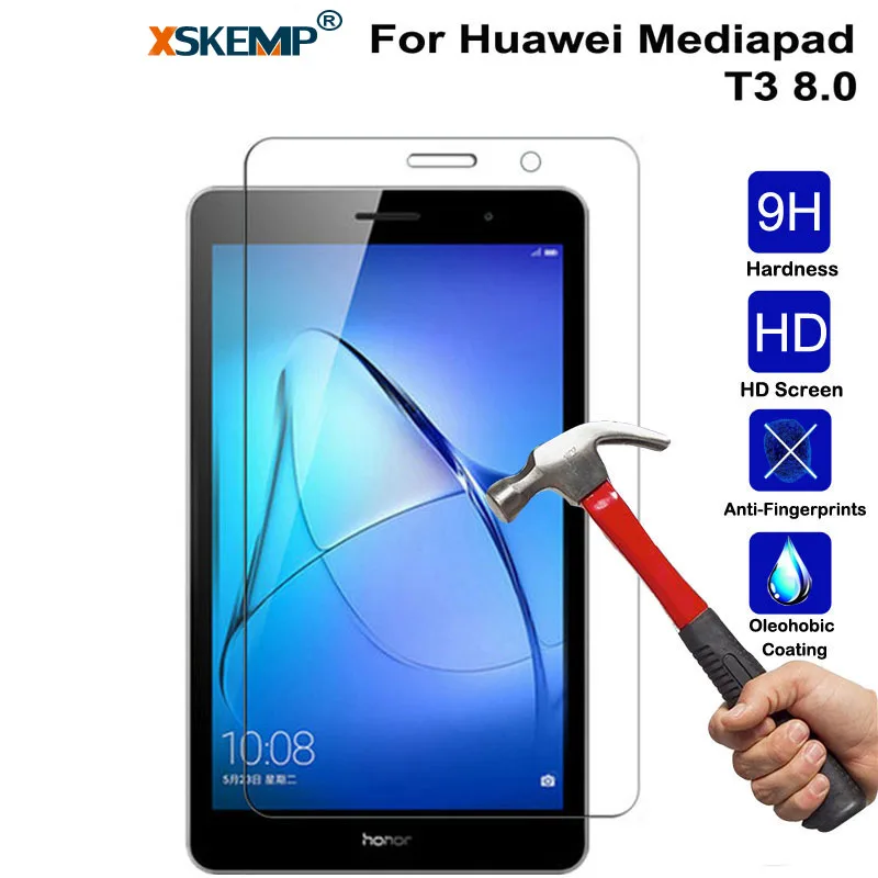 Xskemp 9 H ударопрочный жесткий Экран протектор для huawei Mediapad T3 8,0 Глянцевая закаленное Стекло фильм 0,3 мм Tablet защитный кожух