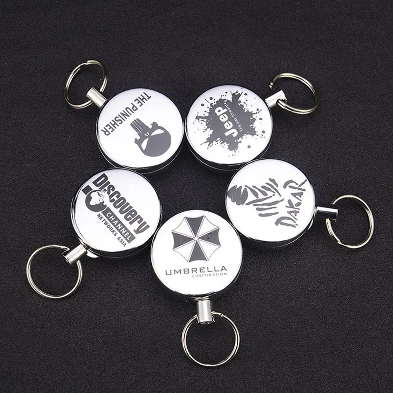 

Fly Fishing Tackle Boxes Retractor Tools Badge Holder Retractable Key Chain Ring Reel Carabiners Clip Steel Wire Cord Pesca