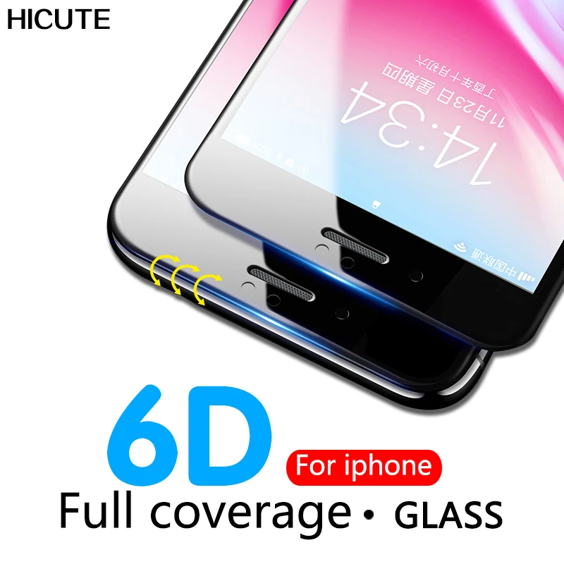 6D 9H HD полное покрытие закаленное стекло для iphone 7 8 6s plus Защита экрана iPhone 6 Plus