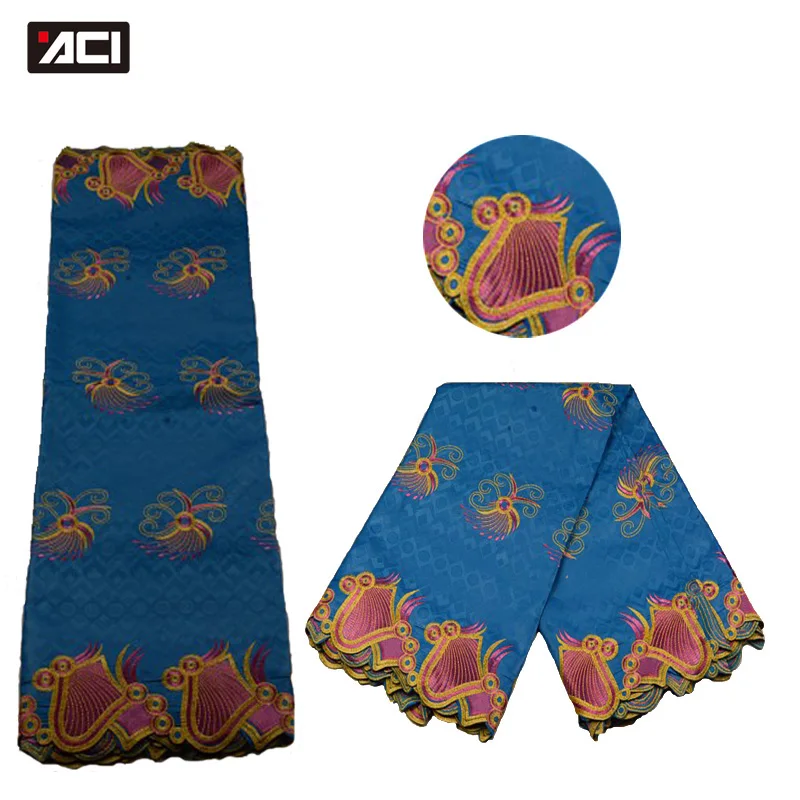 

ACI African Lace Fabric Embroidery Brocade Bazin Riche Ankara Fabric 5Yards/Piece Nigeria Shadda Damask Jacquard Fabric For Lady