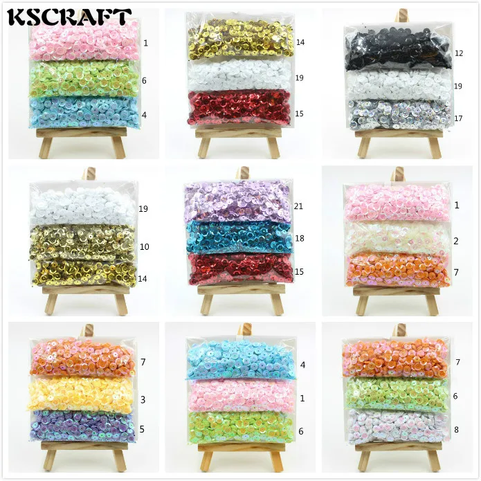 Kscraft 2200 шт./лот 6 мм Смешанные Цвет ful блестками ПВХ без каблука для DIY Изготовление карточек Цвет коллекция - изображение