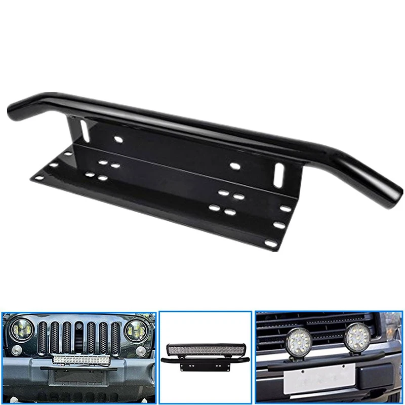 

New 1Pc Driving Light Bar Front Bumper License Plate Mount Bracket for Jeep Wrangler