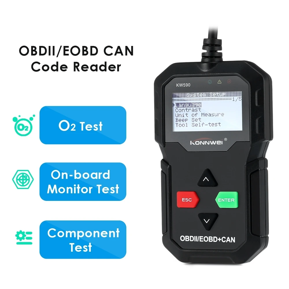 KONNWEI KW590 OBDII/EOBD 12 В может считыватель кода поддержка компьютерная система протокол