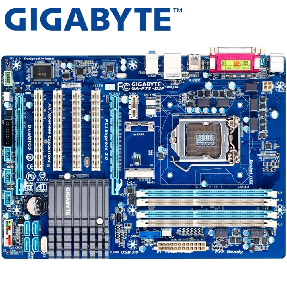 Материнская плата GIGABYTE GA-P75-D3P для настольных ПК B75 Socket LGA 1155 i3 i5 i7 DDR3 32G ATX UEFI биос оригинальная B75-D3V б/у материнская плата