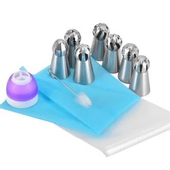 

11PC/set Pastry Accessories Russian Piping Tips And Coupler Ball Stainless Steel Icing Nozzle Pastry Cupcake Baking Tool