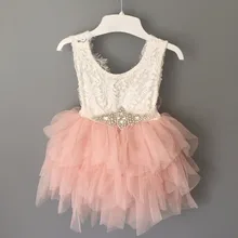 Красивые платья для маленьких девочек на день рождения кружевное нарядное платье детское платье принцессы Стразы Пояса Платье-пачка вечерние платье Платье с цветочным узором для девочек