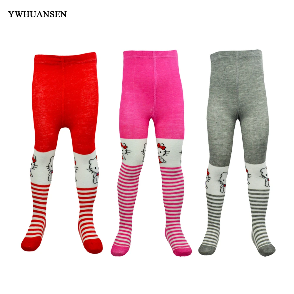 

YWHUANSEN Spring Summer Cartoon Kids Tight Cotton Striped Thin Tghts For Kids Lovely Korean Tights Pantyhose For The Girls Cute