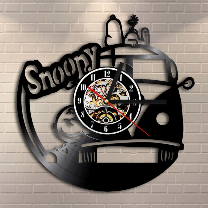 

2018 Top Fashion Real 12 Mm Sheet Two-piece Clock Wall Saat Wandklok Free Shipping Vinyl Wall Clock Retro Nostalgia Snoopy 2