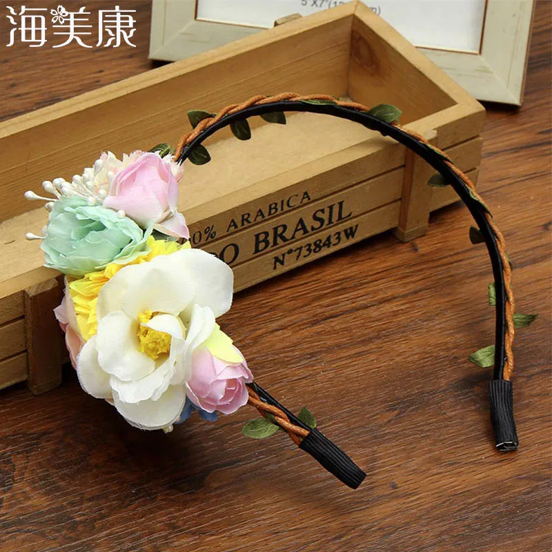 

Haimeikang Flowers Leaves Girls Flowers Headband Hair Accessories Women Fashion Hair Bands Vacation Photo Crown Hair Accessories