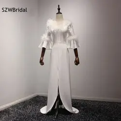 Новое поступление v-образный вырез белые вечерние платья 2019 три четверти vestido de festa длинное вечернее платье Плюс Размер vestido longo