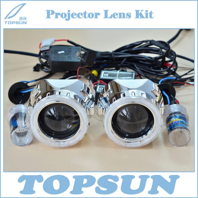 Car Light Kit 2.5 inch WST Projector Lens, Cover, 35W H1 HID Xenon Bulb, CCFL Angel Eyes, High/ Low Beam Control Wire Car Light Kit 2.5 inch WST Projector Lens, Cover, 35W H1 HID Xenon Bulb, CCFL Angel Eyes, High/ Low Beam Control Wire