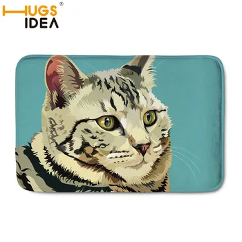 

HUGSIDEA Lovely Cat Printing Flannel Door Mat Home Decorative Soft Anti Slip Entrance Doormat Rug Carpet Floor Door Hallway Mat