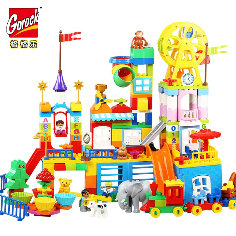 

230PCS Large Blocks Happy Dreamland Building Blocks Set Kids DIY Creative Compatible With Duploe Toys Children Gifts