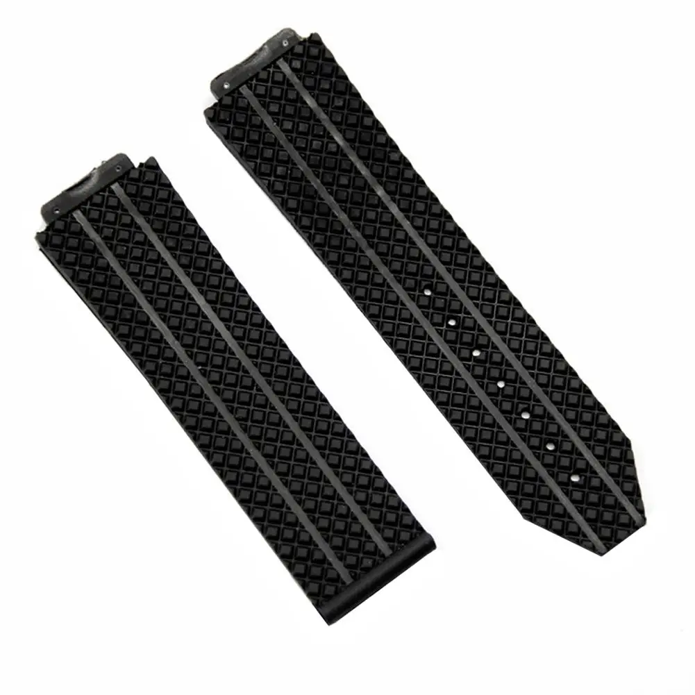 

24mm Silicone Band Plastic Black Watch Band Strap For HUBLOT