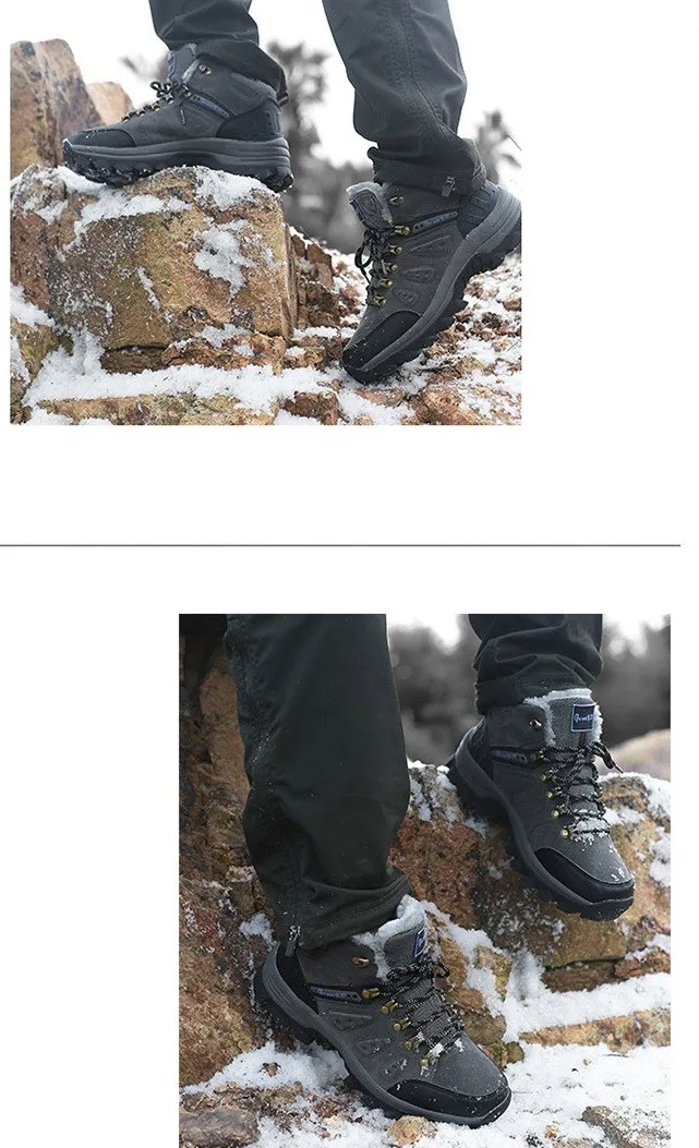 Мужские зимние ботинки; водонепроницаемые теплые меховые и плюшевые рабочие ботильоны на шнуровке; модная мужская повседневная кожаная обувь с высоким берцем