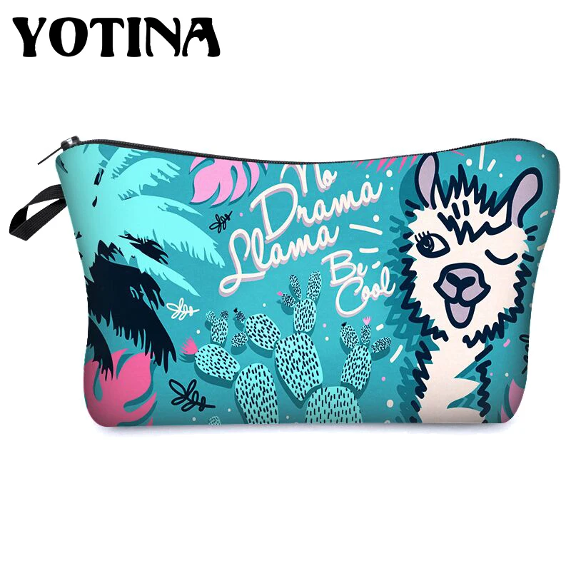 

Yotina Alpaca Printing Makeup Bags With Multicolor Pattern Llama Cosmetics Pouchs For Travel Ladies Pouch Women Cosmetic Bag