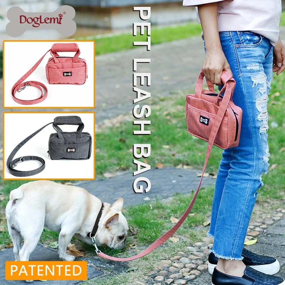 Doglemi Pet Dog Cat Leash Bag Dog Puppy Walking Leash with Functional