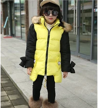 HOT High quality winter fashion girls cotton padded clothes new thickening splicing Heavy hair collar