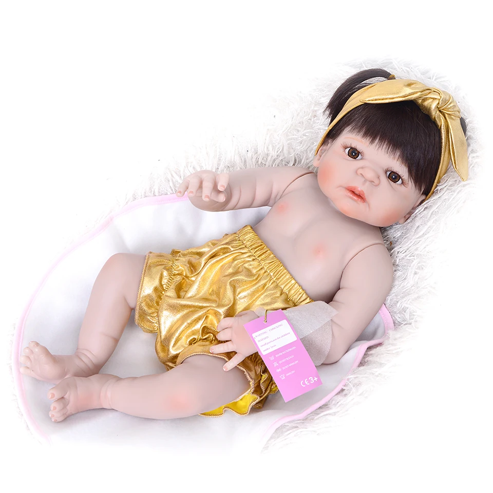 Bebes Reborn doll 57CM Full silicone Girl Reborn Baby Doll Bath Toy