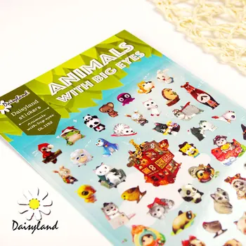 

1 Sheet Big Eyes Animals Cartoon Daisyland Scrapbook PET Paper Kawaii Stickers Diary Decal Phone Sticker Flakes 1152