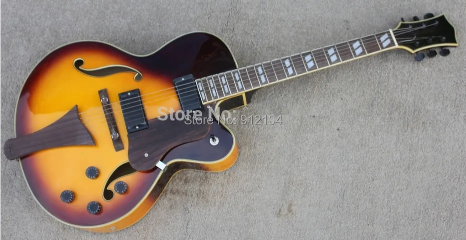 

free shipping new Big John 6 strings hollow electric guitar in fade with mahogany body made in China LL16
