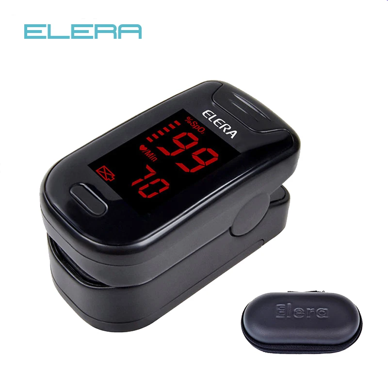 

ELERA CE Digital Finger Oximeter Pulse SpO2 Saturation PR Oximetro Monitor Oximeter blood Oxygen de dedo+Case