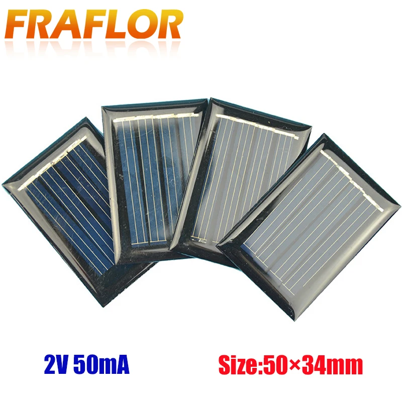 1000pcs/lot Micro Mini Small Power Solar Cells Panel 2v 50ma 50*34*3mm