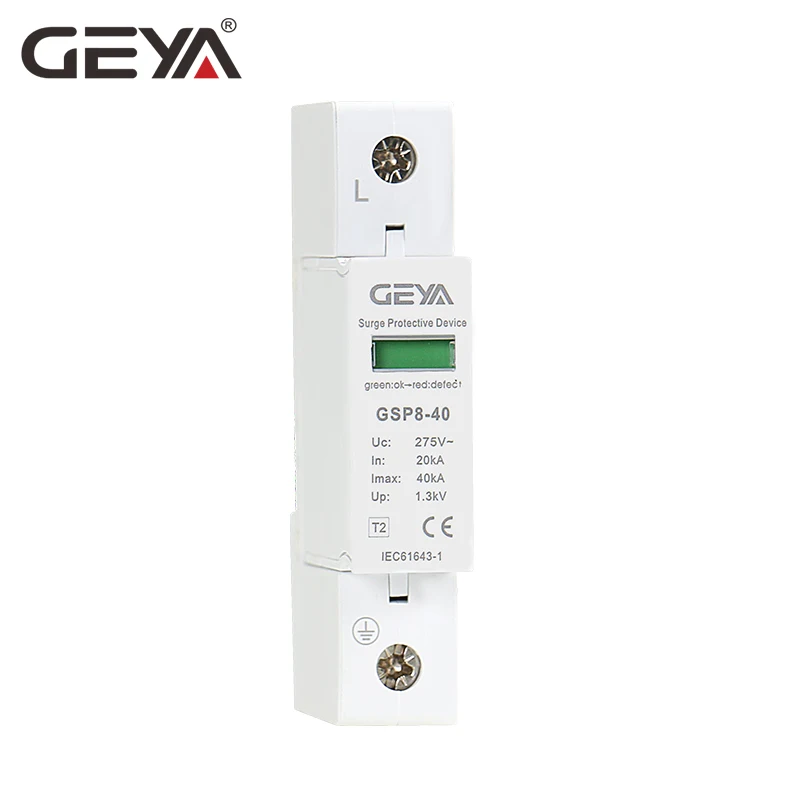 

GEYA GSP8-1P Din Rail SPD AC275V AC385V 400V 440V 20KA-40KA SPD House Surge Protection Device Low-voltage Arrester Device