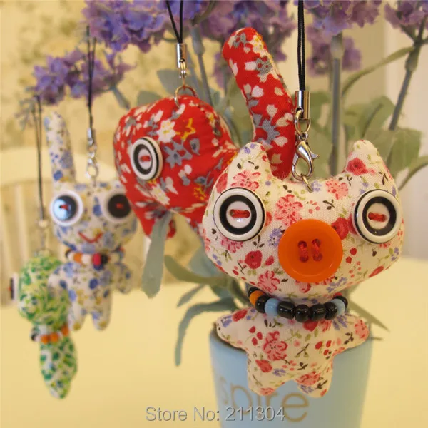 Cloth Button keychains - 5