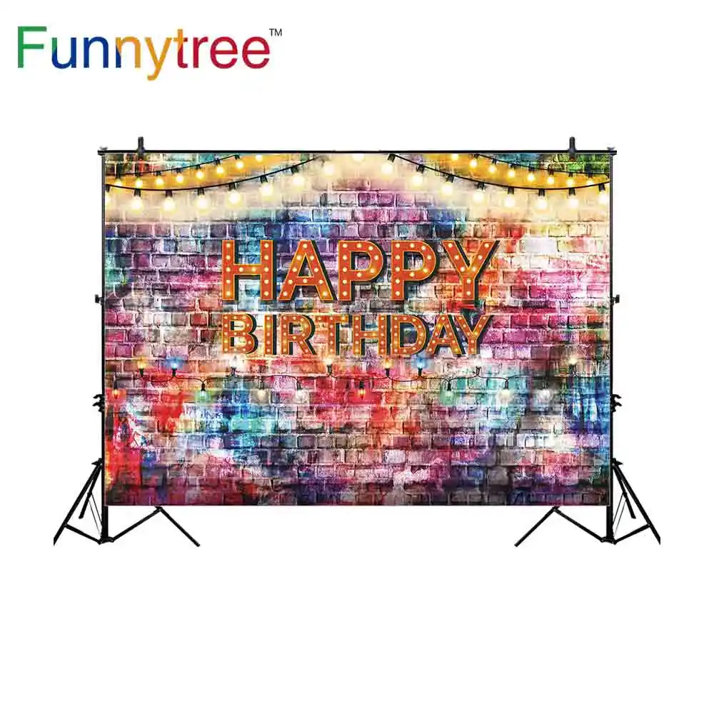 Funnytree خلفية للتصوير الفوتوغرافي لحفلات أعياد الميلاد خلفية من الطوب ملونة فانوس عتيق جرافيتي صور شخصية Background Aliexpress