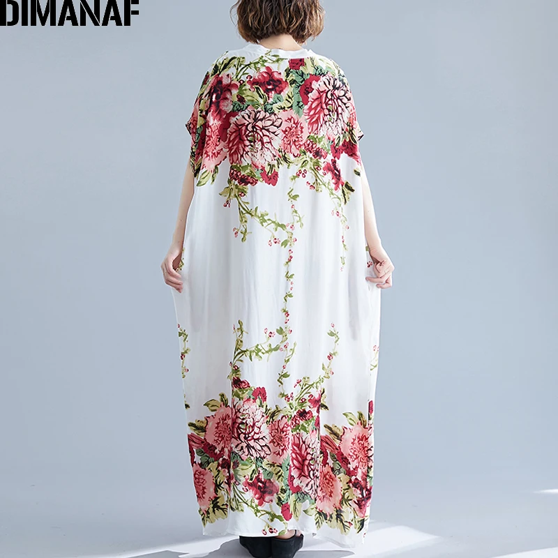 DIMANAF женское платье большого размера Сезон лето Vestidos пляжные с цветочным принтом