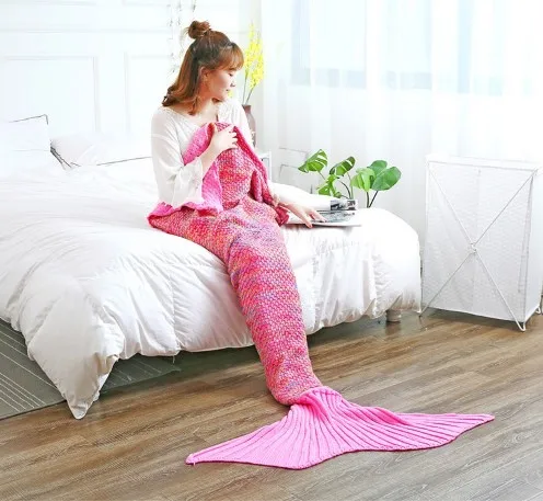 

CAMMITEVER Mermaid Tail Blanket Crochet Mermaid Blanket for Adult, Super Soft All Seasons Sofa Sleeping Blanket, Birthday Gifts