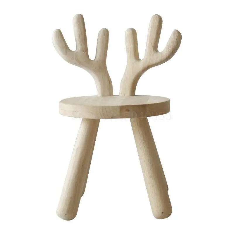 Нордический творческий дом детский обеденный стул из твердой древесины олень ягненок теленок кролик животное креативный стул - Цвет: 0.0.1